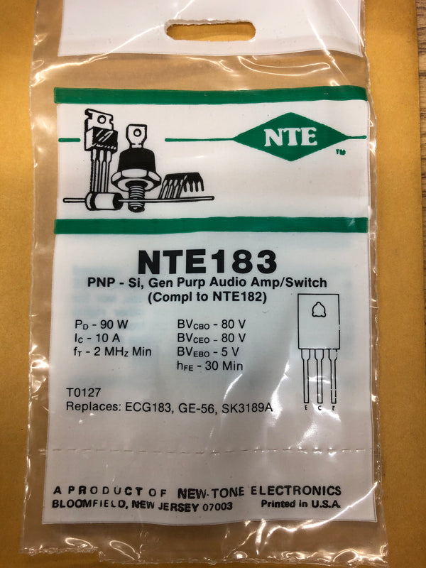 NTE183 PNP SI GEN PURP AUDIO AMP SWITCH