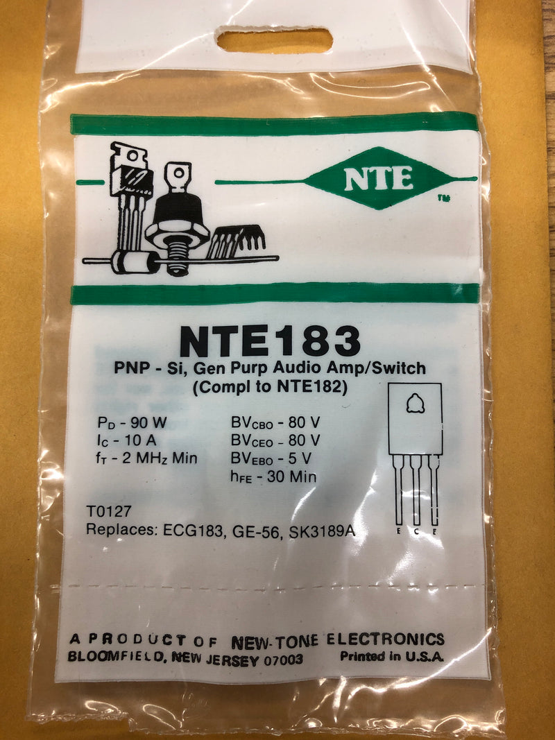 NTE183 PNP SI GEN PURP AUDIO AMP SWITCH