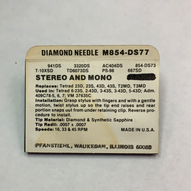 Pfanstiehl M-854-DS77  Diamond Needle