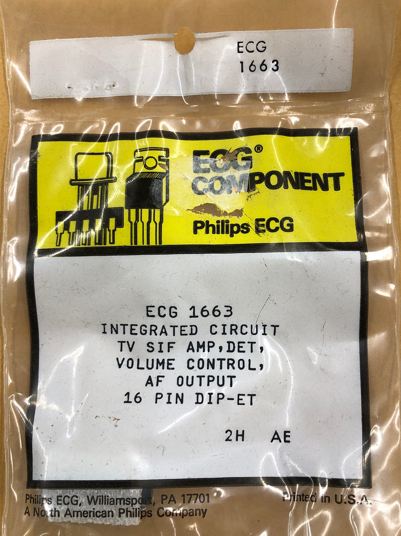 ECG1663 IC TV SIF AMPLIFIER DET VOLUMEN