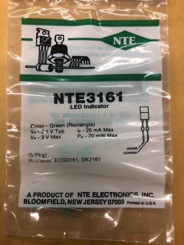 NTE3161 LED RECTÁNGULAR IND GREEN