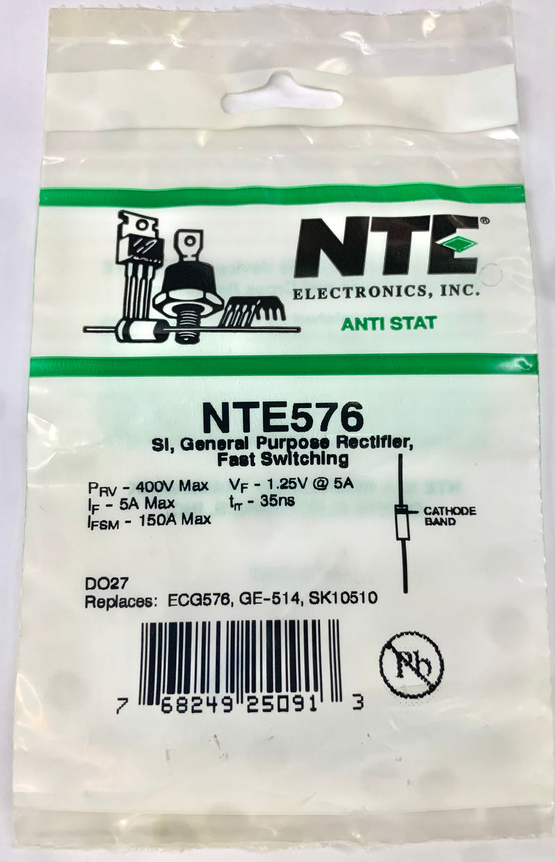 NTE576, R-400V, 5A, Silicon Rectifier General Purpose, Fast Switching