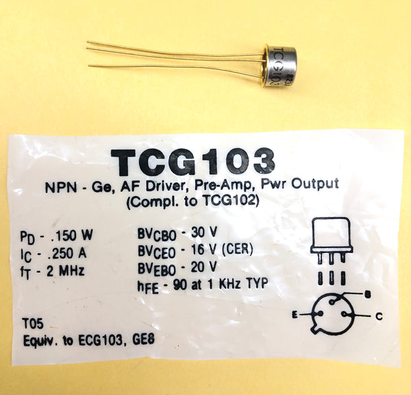 ECG103 TCG103 NPN - Ge, AF Driver, Pre-Amp Power Output