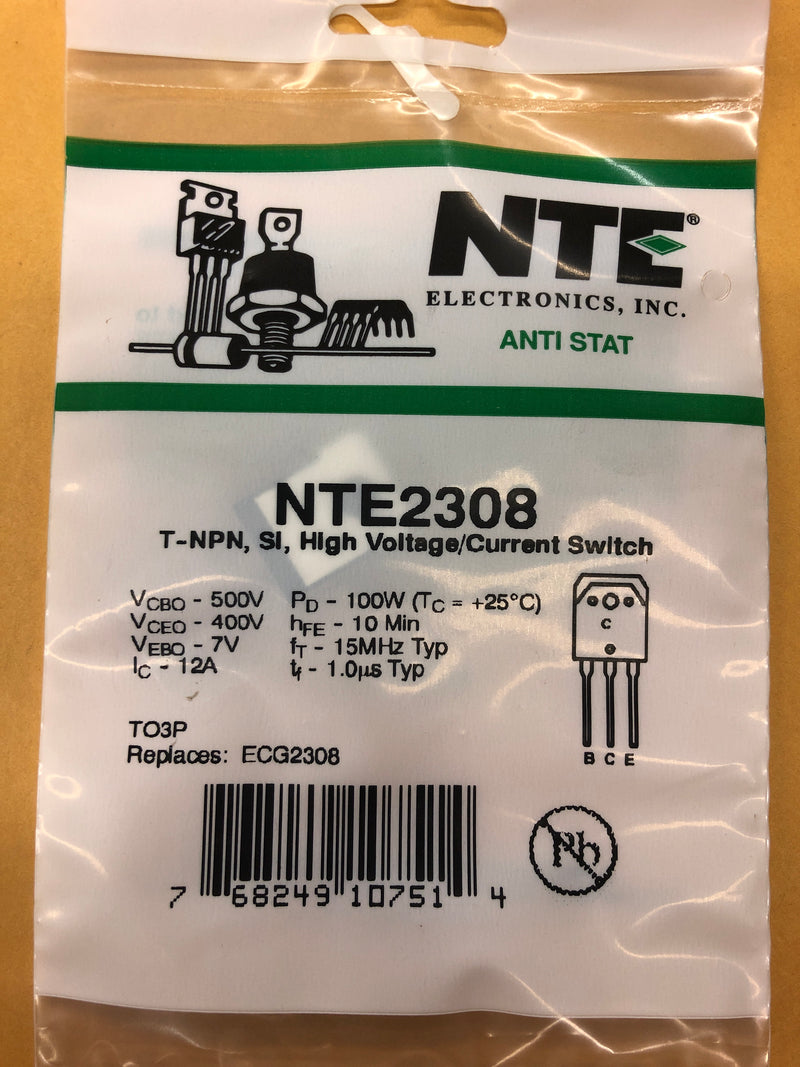 NTE2308 T NPN SI HIGH VOLTAGE