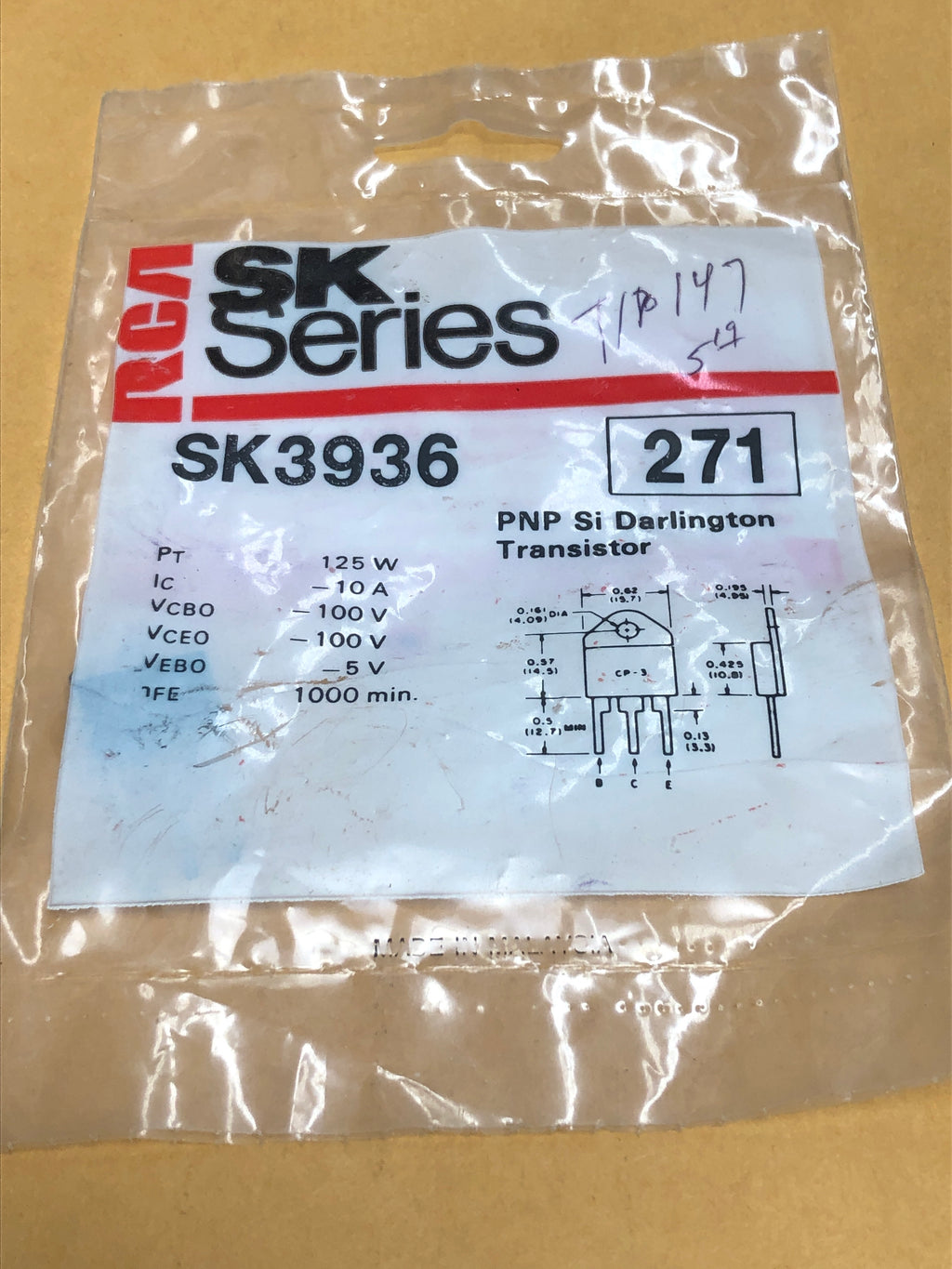 Silicon complementary transistor SK3936 (271) – MarVac Electronics