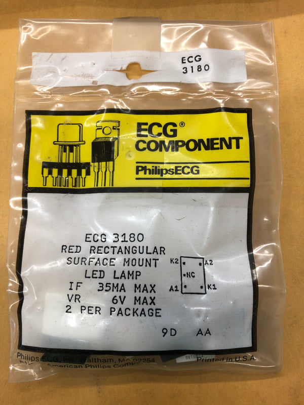 ECG3180 LED RED RECTANGULAR