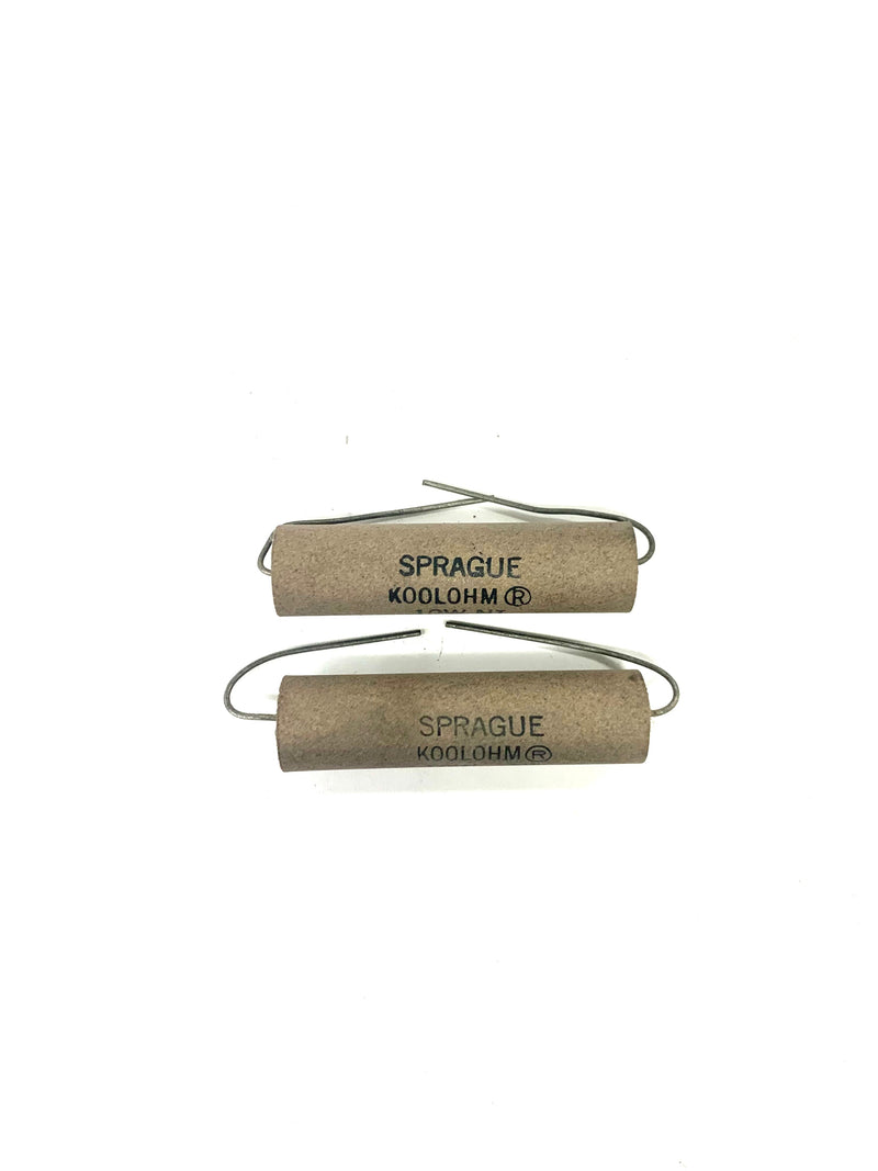 Lot of 2 Sprague 456E1225 KOOLOHM, 1.2K Ohm 10 Watt Non-Inductive Resistors 10W