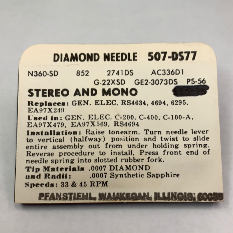 Pfanstiehl 507-DS77 Diamond Needle