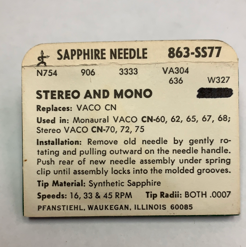 Pfanstiehl 863-SS77 Sapphire Needle