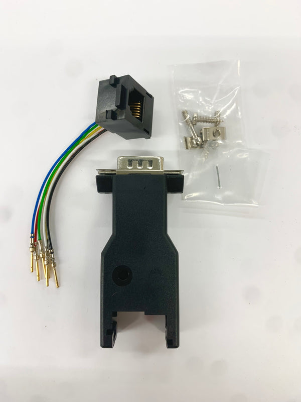 AD-9MT6-BK2, DB9 Male to RJ11 6C 2Piece Hood BLACK, 9pin Male D-Sub Adapter Kit