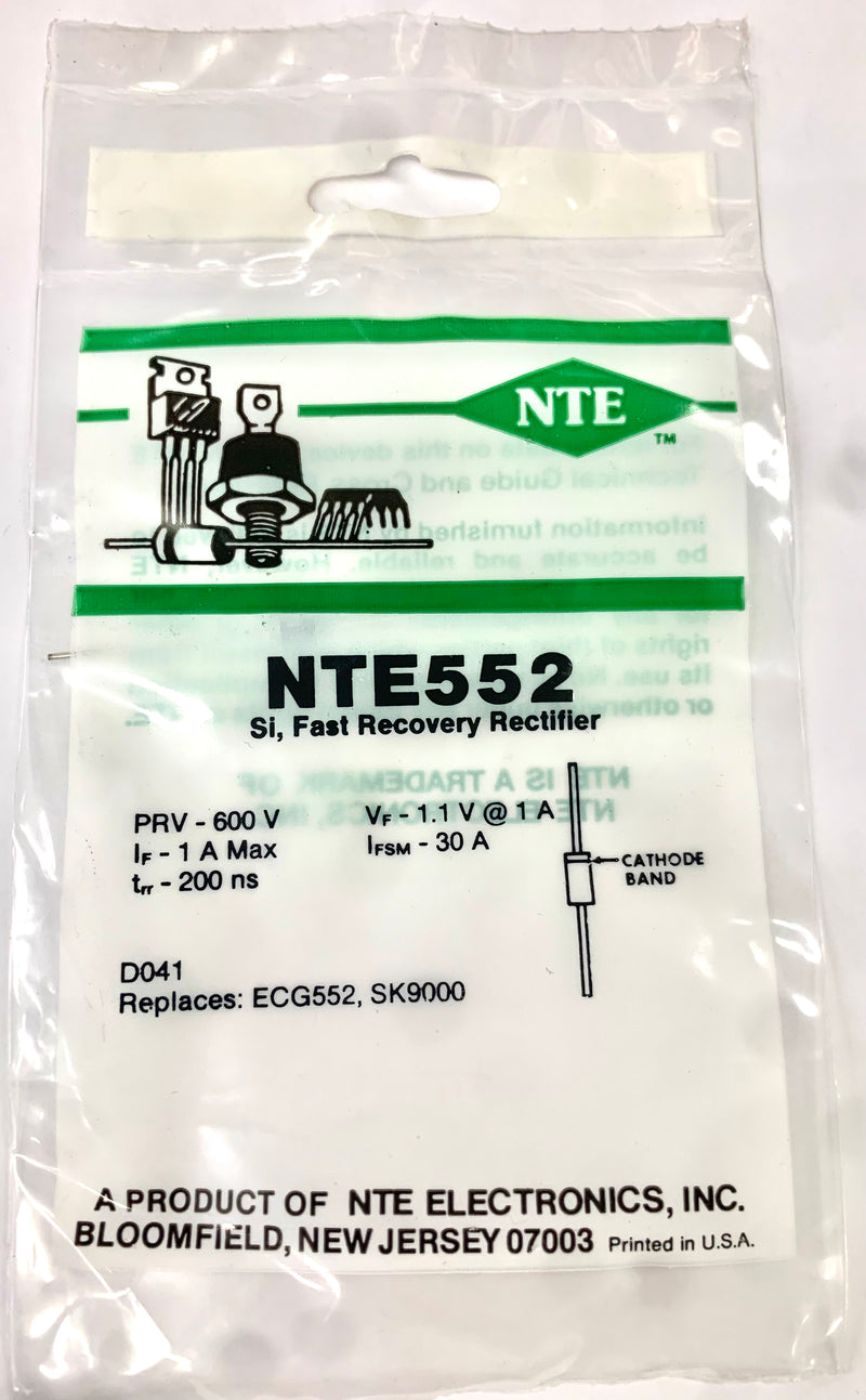 NTE552, R-SI 600 PRV, 1 A, Silicon Rectifier General Purpose, Fast Recovery