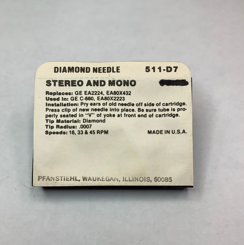 Pfanstiehl 511-D7 Diamond Needle