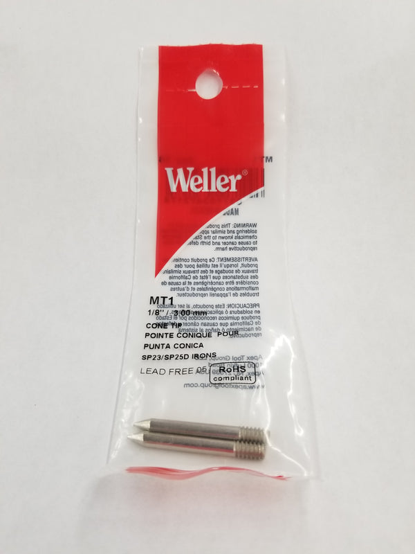 Weller MT1, 2 Pack of 1/8" Conical Tips for SP23 and SP25D Soldering Irons