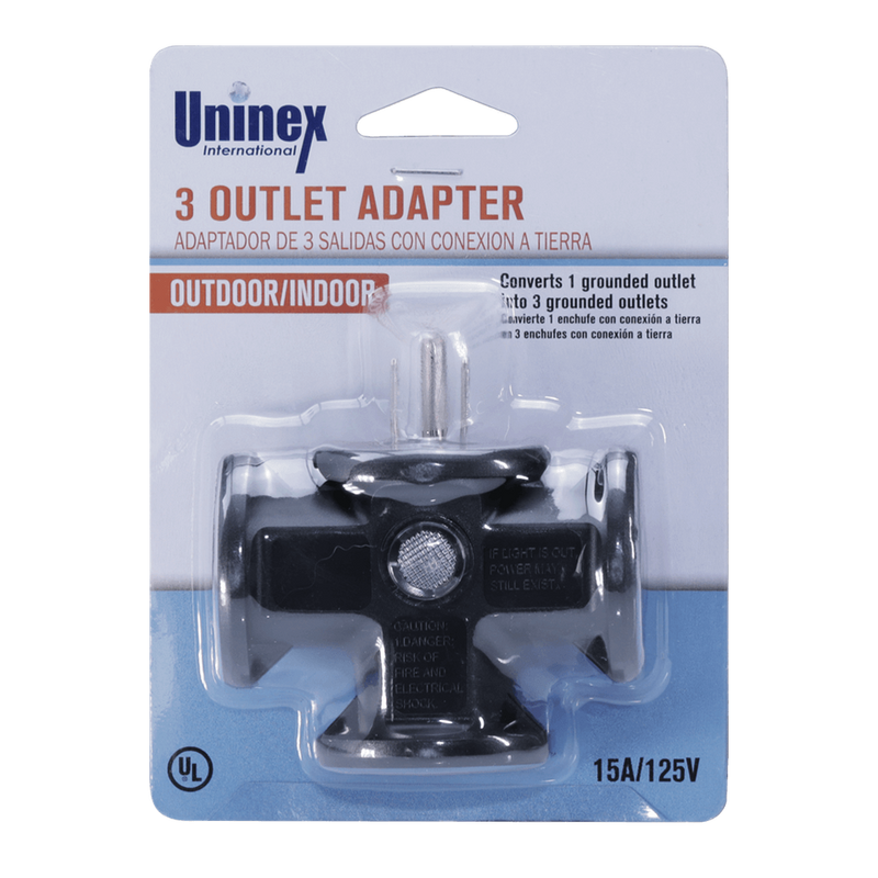 PS46, 3 Outlet AC Adapter w/Indicator Light ~ Indoor/Outdoor UL Certified