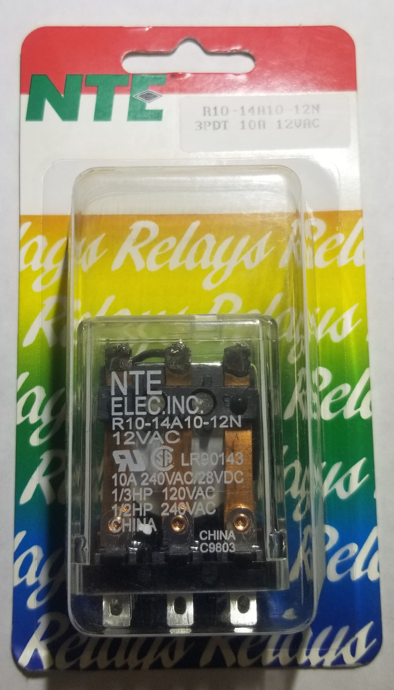 NTE R10-14A10-120N 3PDT, 120 Volt AC Coil 10A General Purpose Relay w/Indicator