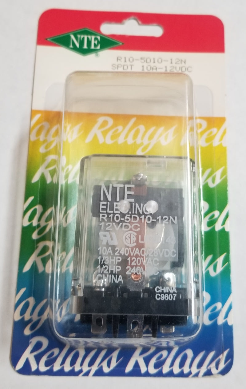 NTE R10-5D10-12N SPDT, 12 Volt DC Coil 10 Amp General Purpose Relay w/Indicator